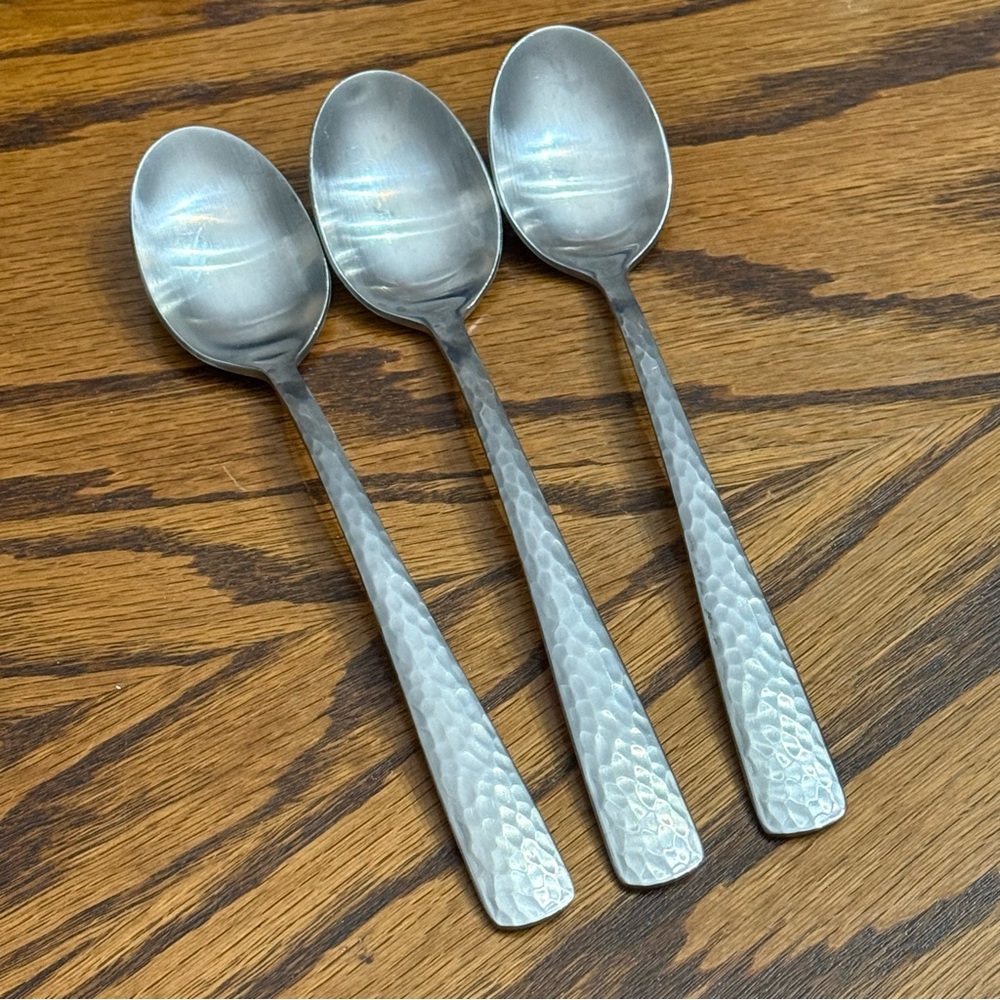 Bobby Flay Martilla Flatware Silverware Stainless 3 Soup Table Place Spoons 8”